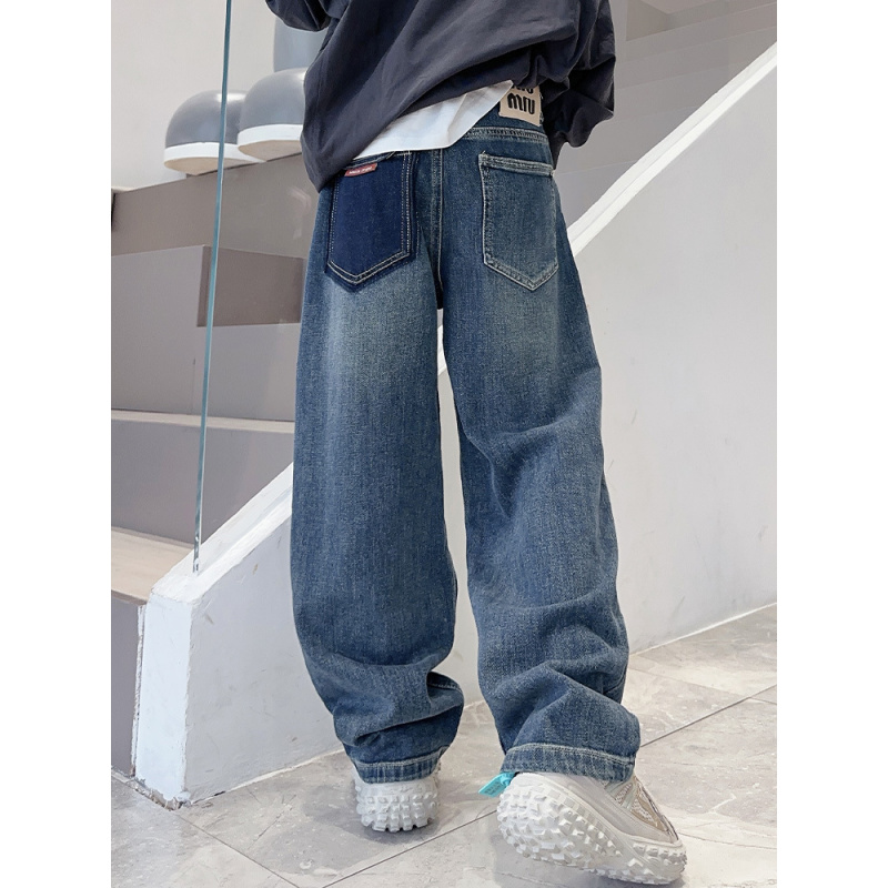 男童秋装牛仔裤秋冬新款中大童儿童冬季男孩直筒长裤痞帅加绒