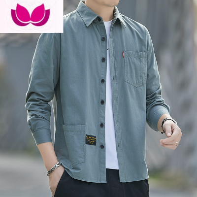 七斓捡漏工装衬衫男士长袖夏季薄款休闲衬衣宽松百搭外套