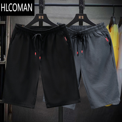 HLCOMAN冰丝短裤男宽松大码夏季外穿薄款直筒五分大裤衩弹力松紧腰运动裤
