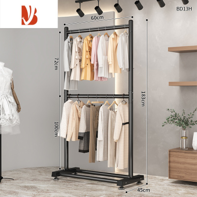 三维工匠晾衣架落地家用简易挂衣架卧室折叠单杆衣帽架服装店展示衣服架子