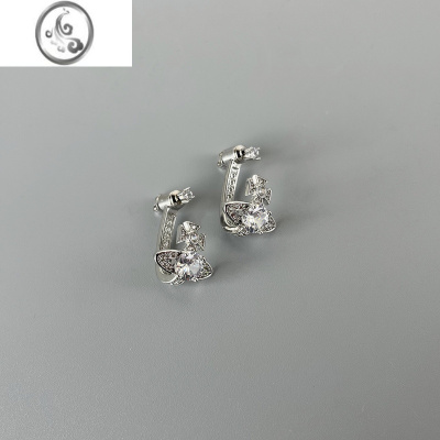 JiMi薇薇安西太后土星NANA同款锆石耳钉耳环网红简约小众设计款耳饰女