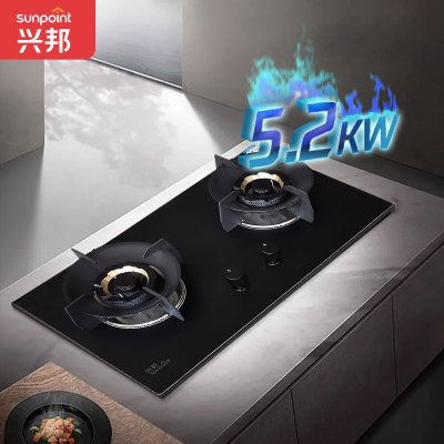SUNPOINT兴邦煤气灶双灶5.2KW家用燃气灶猛火聚能防风液化气天然气灶具JZT-QB60307