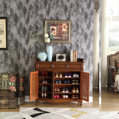 美式实木玄关柜鞋柜客厅欧式厅柜斗柜田园储物柜阳台柜子