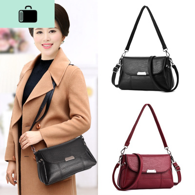 中老年软皮女包单肩斜挎包2020新款中年女士小包包手提妈妈款手袋NEW LAKE女士单肩包