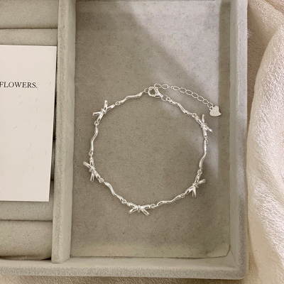 纯银蝴蝶结手链轻奢小众精致时尚韩系ins风手串闺蜜手饰银饰送女朋友老婆情人节七夕生日礼物