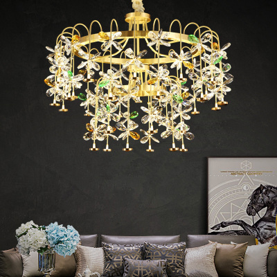 克罗斯塔 后现代轻奢水晶吊灯时尚全铜客厅灯个性创意别墅餐厅卧室样板间灯
