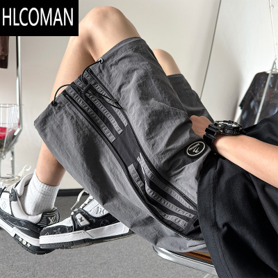 HLCOMAN美式速干条纹短裤男士夏季薄款宽松直筒休闲工装冰丝运动五分裤子