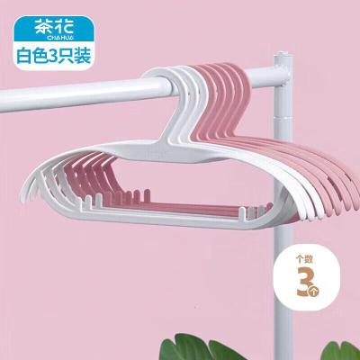 茶花(CHAHUA)衣架 宽肩晒衣架衣服撑子晾衣撑架西装塑料衣挂架 3只装 白色