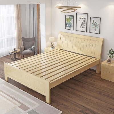 绵冠MIANGUAN实木床公寓床员工宿舍床实木学生床成人现代简约单人床原木色