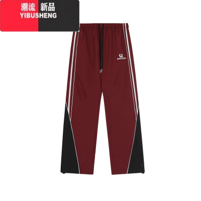 YIBUSHENG美式高街直筒休闲裤女春秋潮牌宽松hiphop百搭抽绳学院风运动长裤