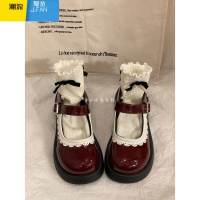 聚范2024新款玛丽珍鞋女复古英伦风百搭平底单鞋学院风花边软妹小皮鞋