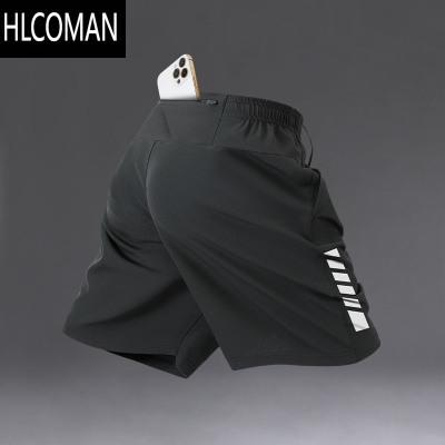 HLCOMAN跑步短裤男款可放手机运动马拉松专用后腰口袋腰包五分裤速干裤子