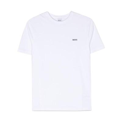 Hugo boss罗纹圆领短袖T恤男童胸前logo徽标印花男式休闲百搭