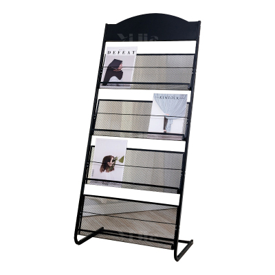 翌嘉 YJ4122809 杂志架展示架报置物架收纳落地报纸报刊架 四层黑色 630*380*1420