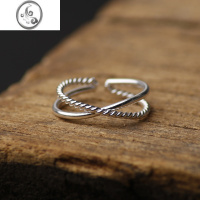 JiMi足银开口脚趾戒指999银银脚戒指女素圈光圈戒指麻花简约潮流尾戒