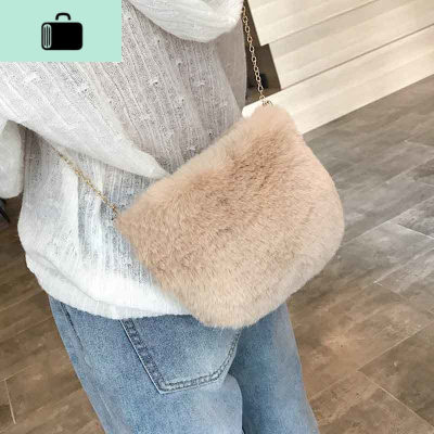毛毛小包包女2019秋冬新款女大学生韩版可爱链条单肩包百搭斜挎包NEW LAKE女士单肩包