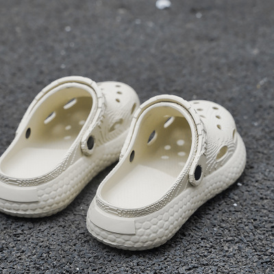 男士户外舒适纯色圆头洞洞鞋男女同款夏季出行运动沙滩凉拖鞋