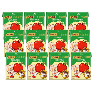 小浣熊联名]统一元气觉醒100%苹果果汁饮料便携装200ml*12盒