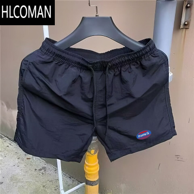HLCOMAN网红短裤男修身格子三分裤速干弹力休闲沙滩裤潮流精小伙三分裤
