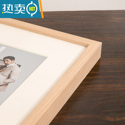 敬平实木大相框20寸24寸36水彩素描海报画框挂墙 A3营业执照框架定制 原木色 A4(内径21X29.7cm)挂摆两用