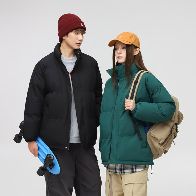 冬季新款情侣棉服男女同款潮牌宽松保暖立领面包服外套棉衣男
