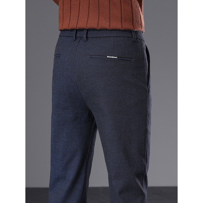 秋冬季绵羊毛休闲裤商务男新款修身时尚弹力轻奢品质中年直筒男装