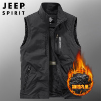 JEEP SPIRIT吉普工装马甲男秋冬季加绒加厚马夹户外摄影坎肩