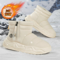 冬季新款男士高帮加绒雪地靴厚底增高侧拉链保暖户外防寒棉鞋男鞋