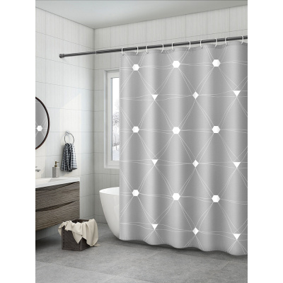 美帮汇洗澡帘子防水卫生间隔断浴帘杆套装浴室窗帘免打孔挡水布淋浴房