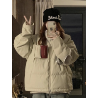 年冬季新款时尚加厚立领棉服女美式潮流情侣短款宽松棉衣外套