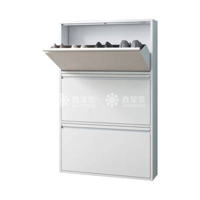 鑫星奈XXN4022017 钢制翻斗鞋柜简约现代收纳柜白色三斗