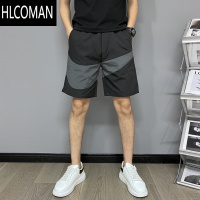 HLCOMAN夏季休闲五分裤男薄款拼色速干短裤青年外穿运动沙滩裤宽松大裤衩