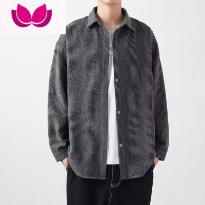 七斓灯芯绒衬衫男士痞帅上衣休闲男装宽松磨毛外套日系长袖衬衣