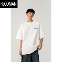 HLCOMAN涂鸦字母印花短袖t恤男2025新款美式校园风潮牌体恤