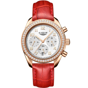 卡梭(KASSAW)手表女自动机械女表防水玫瑰金镶钻皮带时尚潮流镂空商务休闲学生isn风正装饰K814L