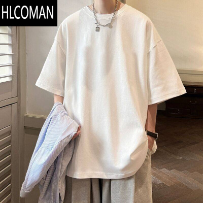 HLCOMAN夏季潮流ins印花短袖T恤男宽松原宿bf百搭五分袖情侣圆领半袖上衣