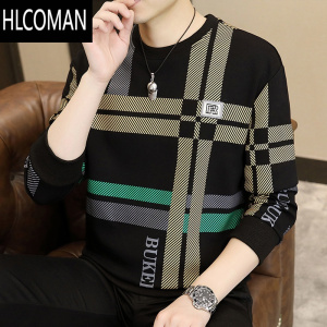HLCOMAN男士卫衣2024秋季新款长袖T恤加绒款衣服冬潮流秋衣打底衫男