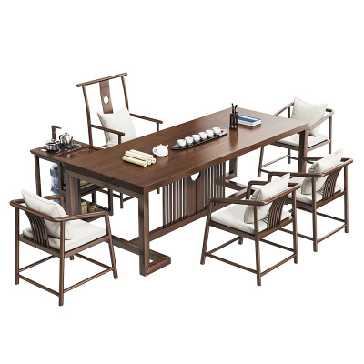 晋舰 茶桌椅组合新中式泡茶台现代办公室喝茶桌原木客厅家用茶台 2.0米