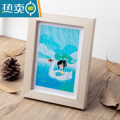 敬平实木质相框摆台5寸6寸7寸8寸10寸创意挂墙A4简约画框照片摆件像框 白橡木色 7寸挂墙专用(可放12.7*17.8