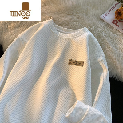 YANXU华夫格卫衣男款宽松美式潮牌青少年圆领男生打底衫外套