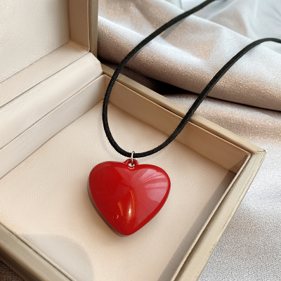 韩国博主同款爱心吊坠毛衣链女甜酷辣妹风长款项链抽绳可调节配饰送女朋友老婆情人节七夕生日礼物