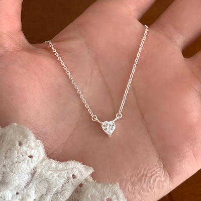 纯银锆石爱心精致小项链日常百搭2025新款锁骨链女高级感配饰送女朋友老婆情人节七夕生日礼物