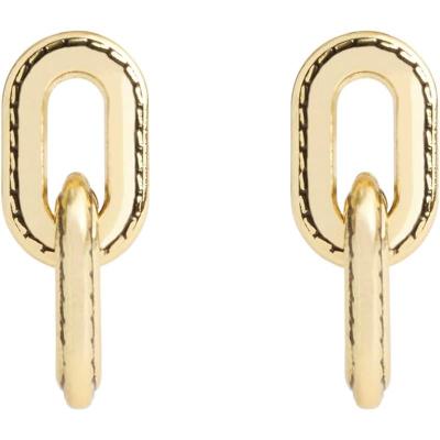 COACH女士日常佩戴钛合金 hypo 耳钉 活力链式设计轻奢感椭圆耳饰