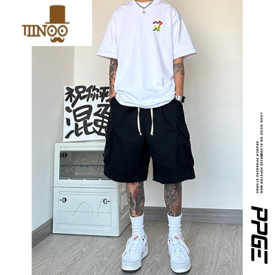 YANXU胖胖哥短裤男士潮牌美式夏季休闲五分裤运动直筒宽松大码胖子裤子