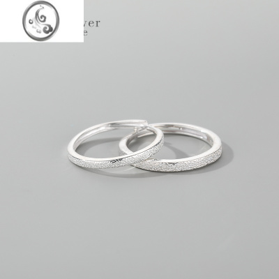 JiMiS925银银磨砂对戒情侣款轻奢小众设计2023生日七夕送女友礼物
