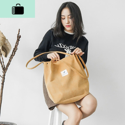 韩版ins帆布包女单肩简约文艺百塔学生小清新灯芯绒手提购物布袋NEW LAKE女士单肩包
