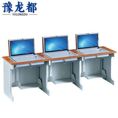 豫龙都电脑桌外置三人张