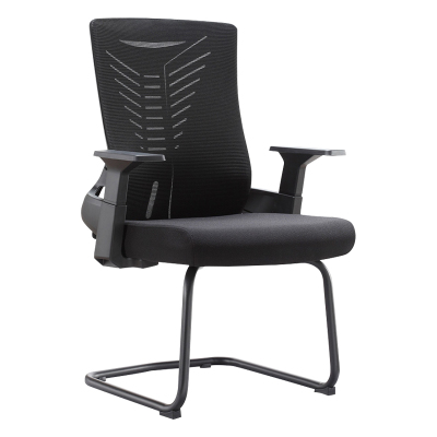 翌嘉 YJ-20090 办公椅人体工学椅会议椅 黑色弓形椅