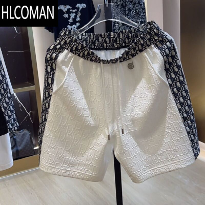 HLCOMAN特大码300斤拼接提花高级设计感短裤男装夏季新款撞色痞帅五分裤2