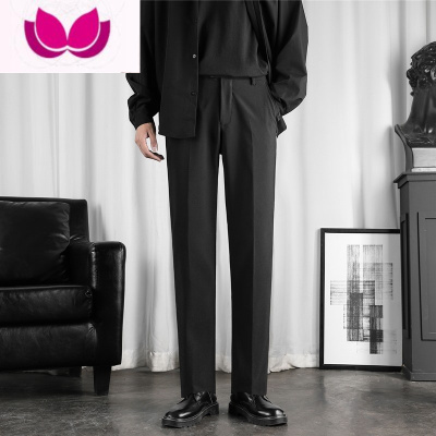 七斓夏季垂感西裤商务正装修身休闲长裤子男士直筒宽松九分西装裤